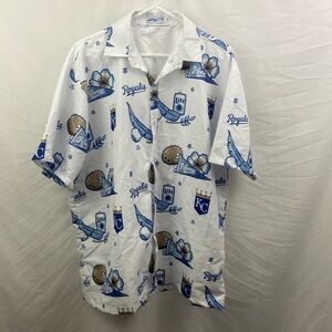 Kansas City Royals Hawaiian Button Up Short Sleeve Shirt Size XL Miller Lite